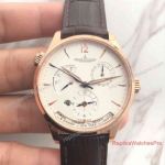 Swiss Replica Jaeger Lecoultre Master Geographic Rose Gold White Dial 42mm Watch